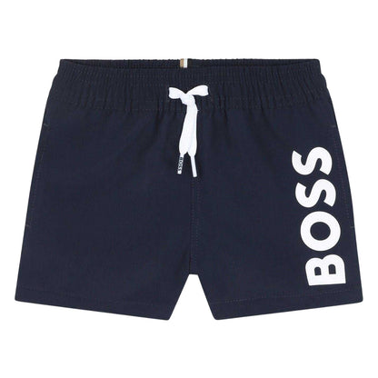 Navy - Front - Boss Baby Boys Logo Swim Shorts