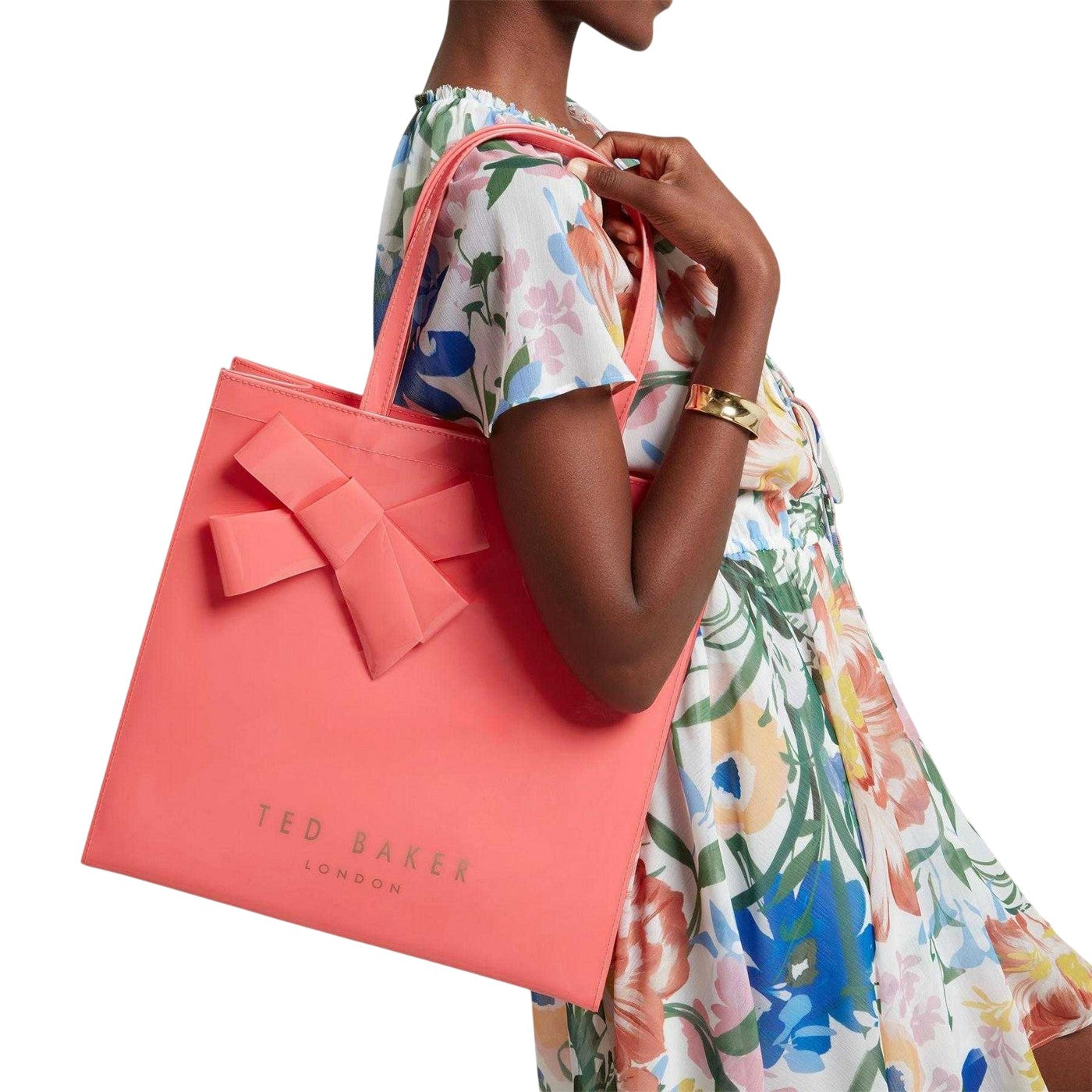 Coral - Side - Ted Baker Womens-Ladies Bow Tote Bag