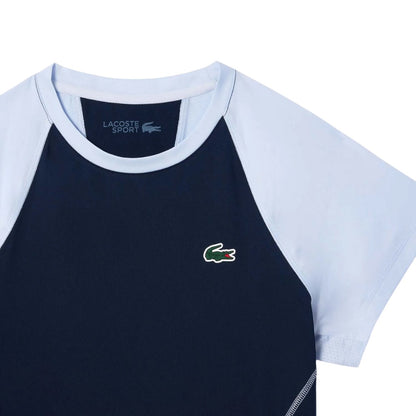 Blue - Side - Lacoste Womens-Ladies Stretch Slim Sport T-Shirt