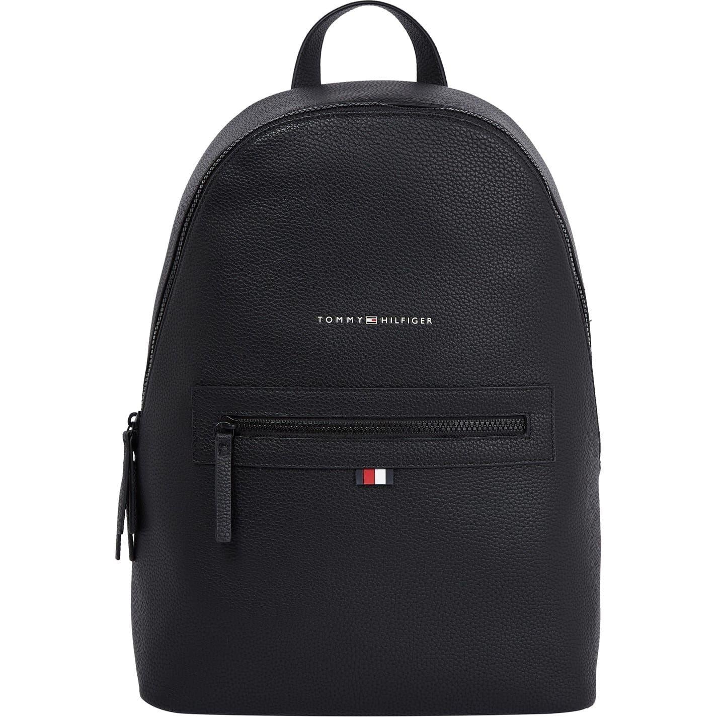 Black - Front - Tommy Hilfiger Essential Faux Leather Everyday Backpack