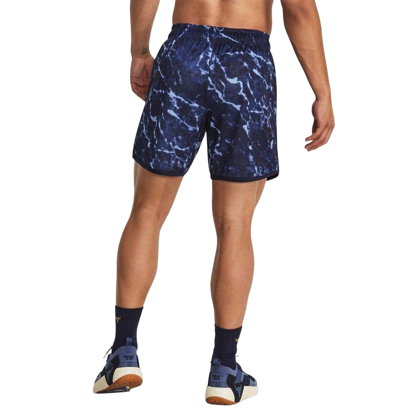 Blue - Back - Under Armour Mens Project Rock Gym Shorts