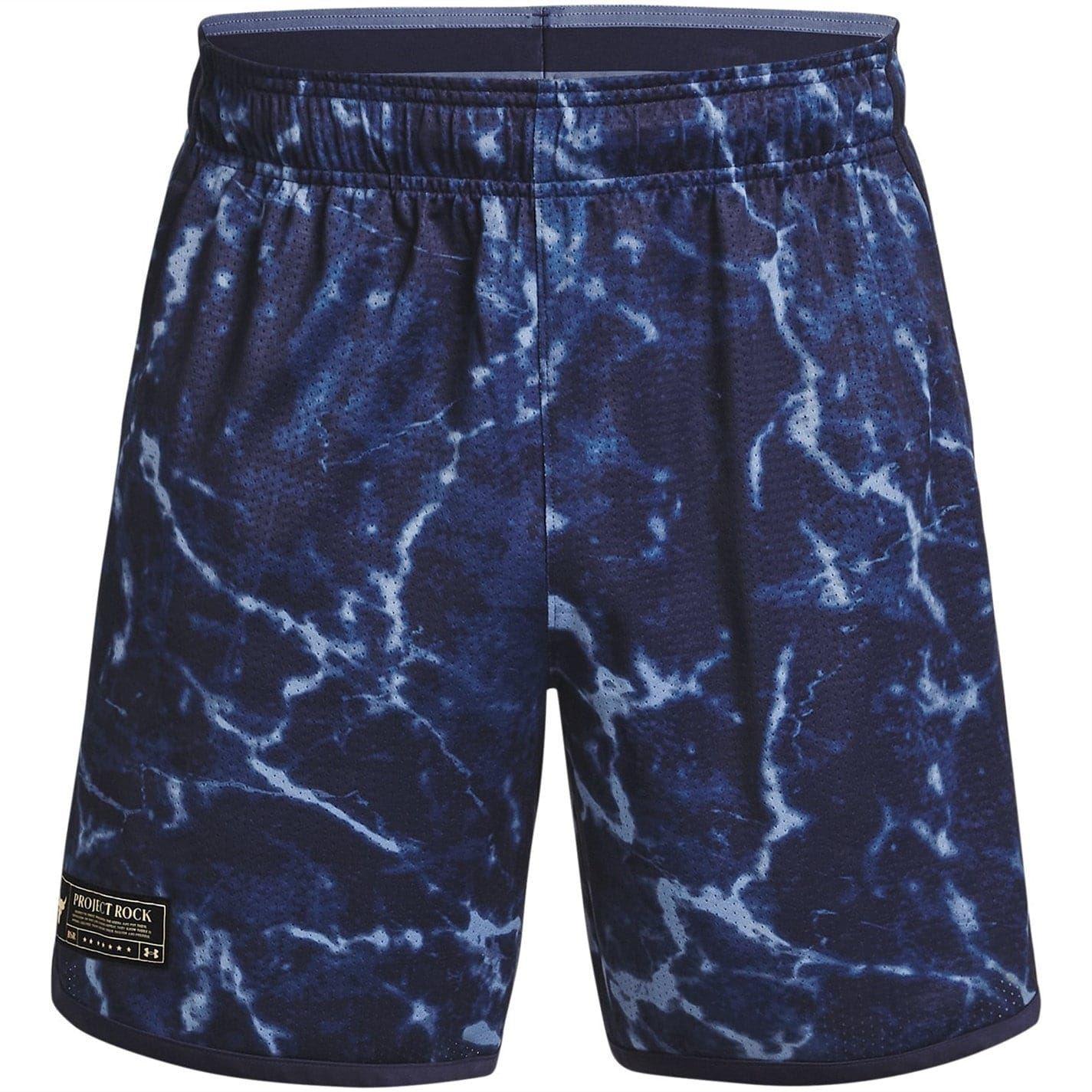 Blue - Front - Under Armour Mens Project Rock Gym Shorts