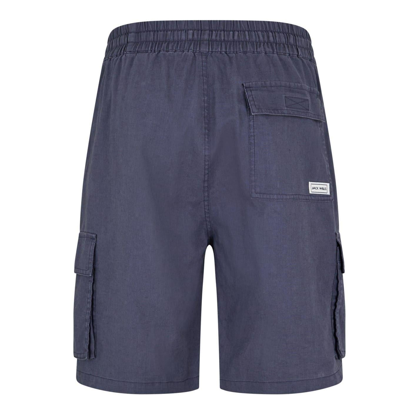 Blue Ink - Back - Jack Wills Mens Linen Cargo Shorts