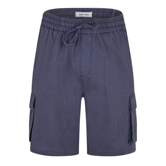Blue Ink - Front - Jack Wills Mens Linen Cargo Shorts