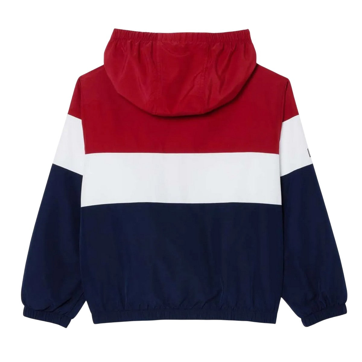 Red-White-Navy - Back - Lacoste Childrens-Kids Hooded Recycled Polyester Zipped Jacket