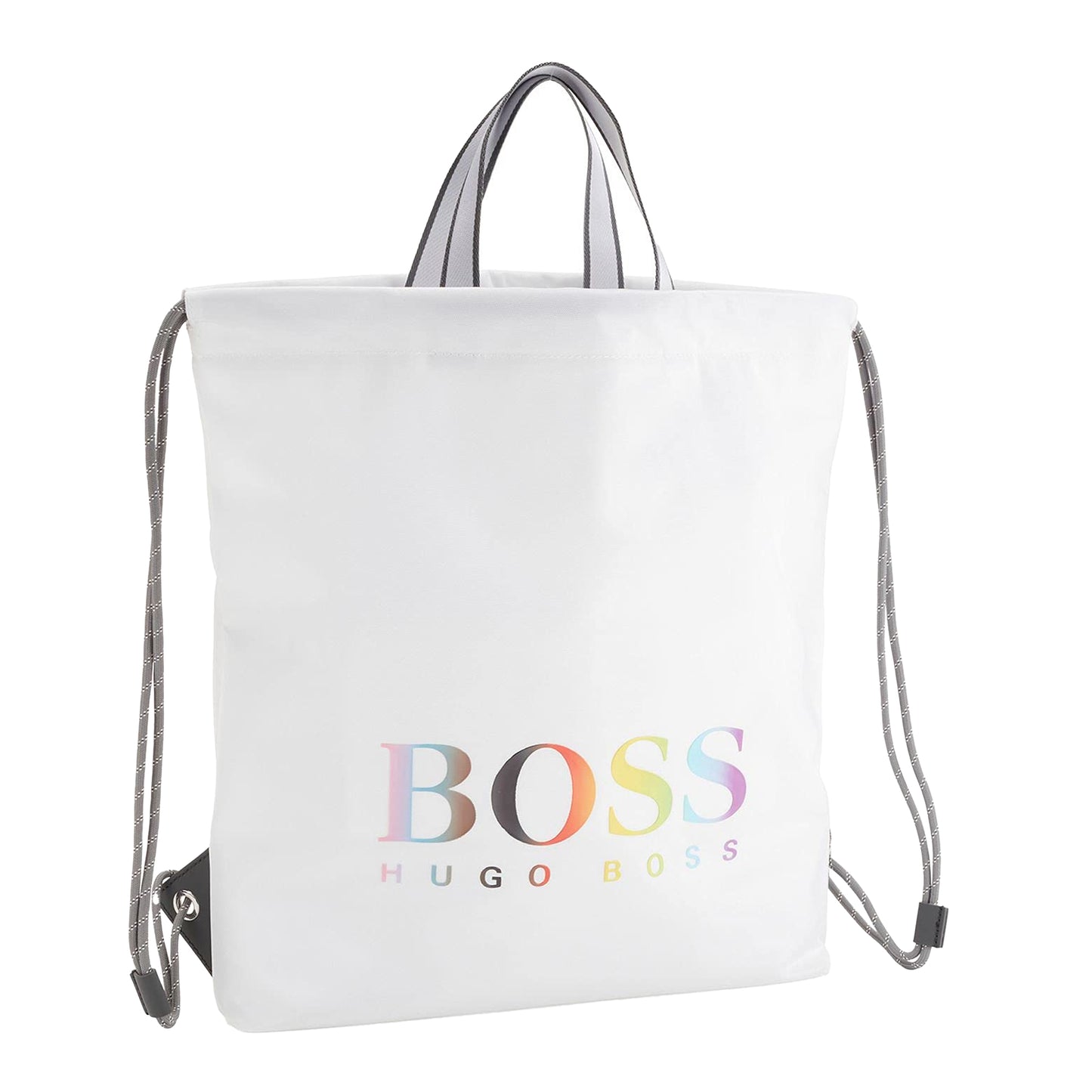 White - Side - Boss Tlove Rainbow Logo Drawstring Bag