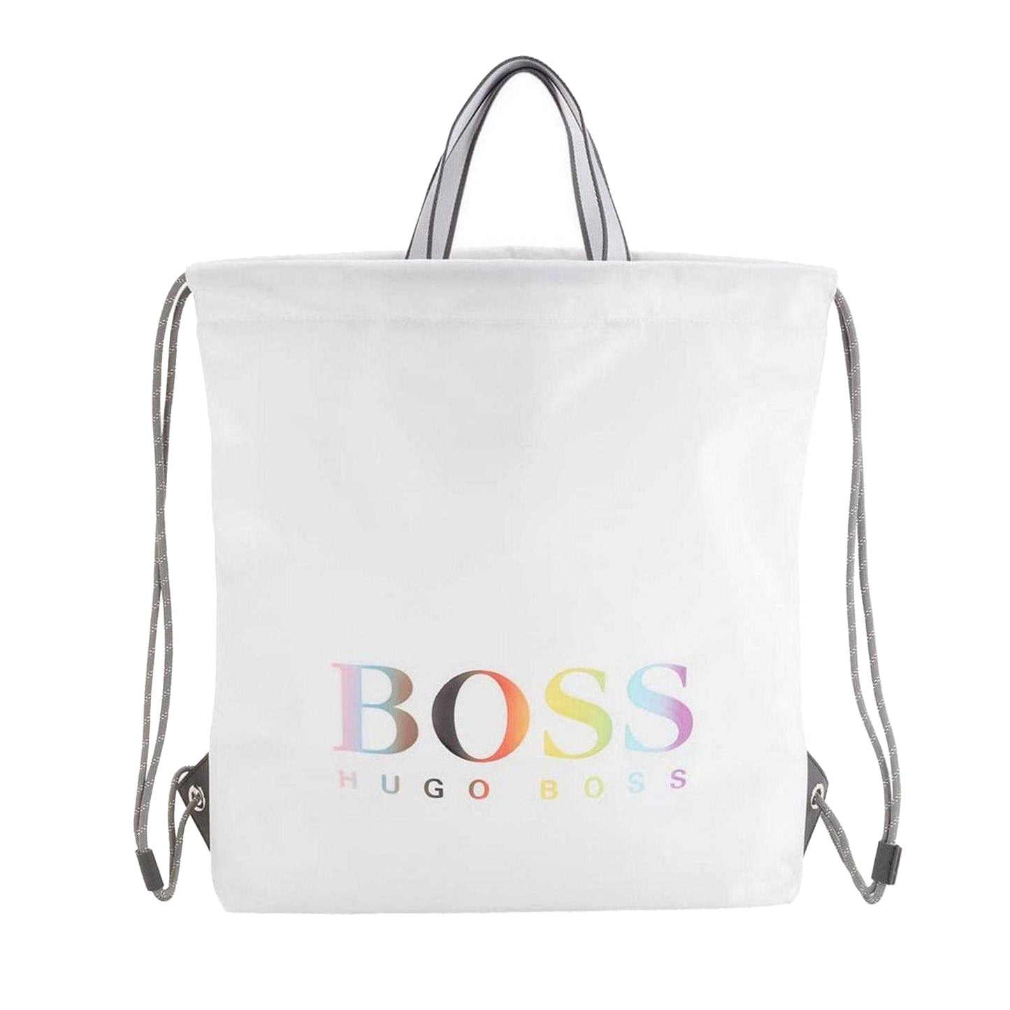 White - Front - Boss Tlove Rainbow Logo Drawstring Bag