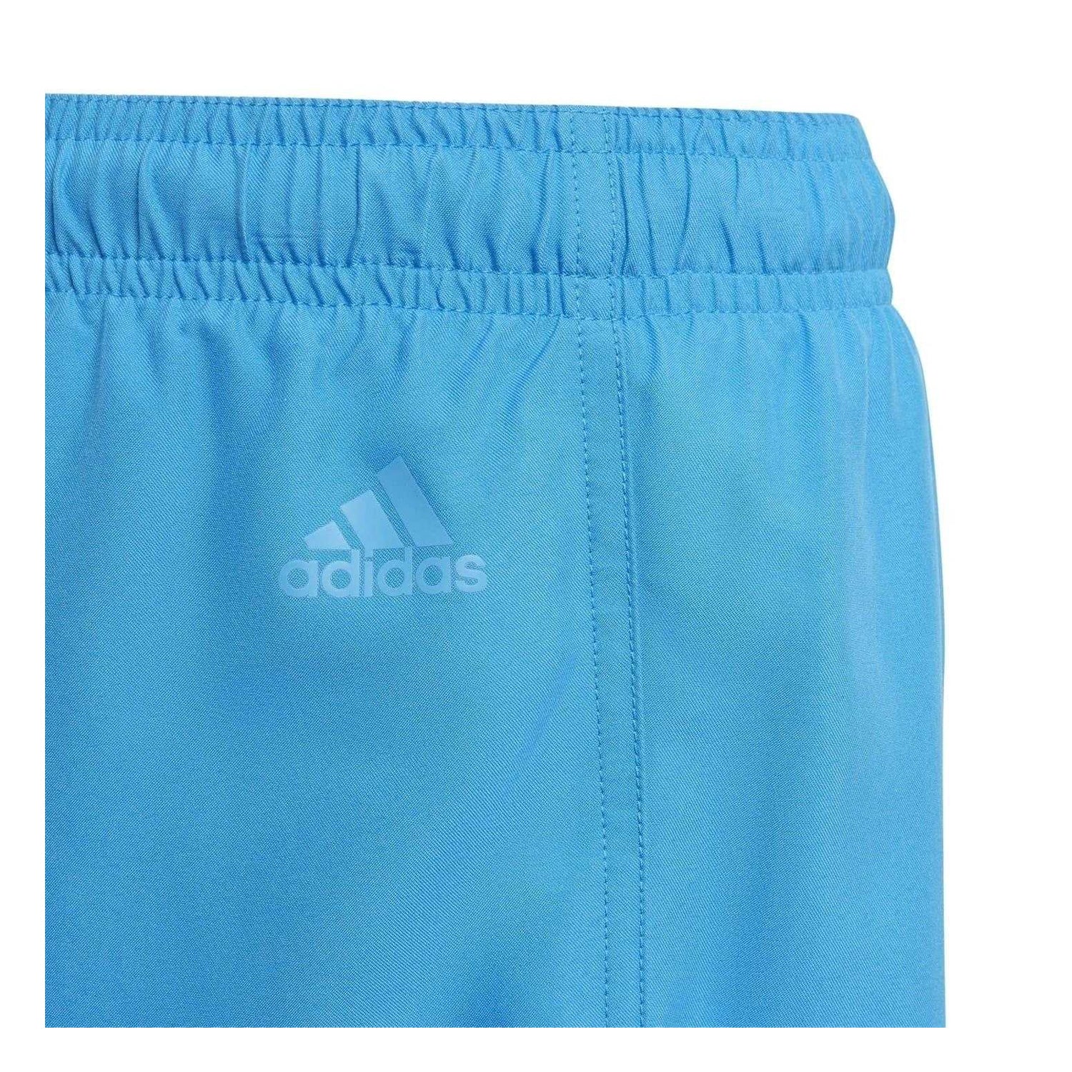 Blue-White - Side - Adidas Childrens-Kids Essentials Logo Swim Shorts