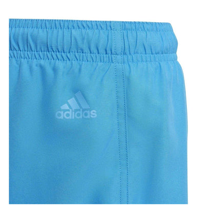 Blue-White - Side - Adidas Childrens-Kids Essentials Logo Swim Shorts
