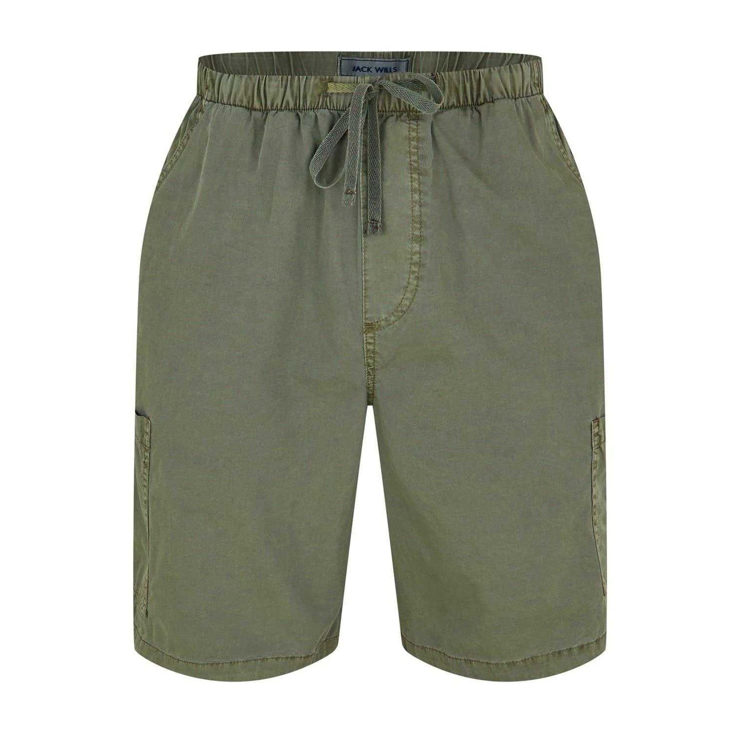 Olive - Front - Jack Wills Mens Cotton Blend Cargo Shorts