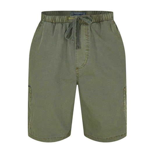 Olive - Front - Jack Wills Mens Cotton Blend Cargo Shorts