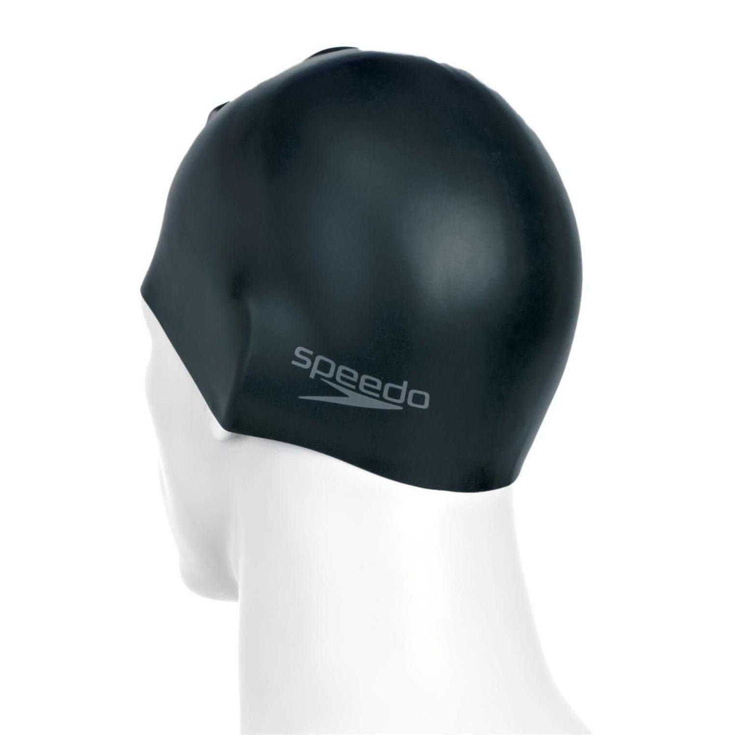 Black - Back - Speedo Unisex Adult Plain Swimming Cap