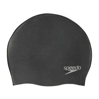 Black - Front - Speedo Unisex Adult Plain Swimming Cap
