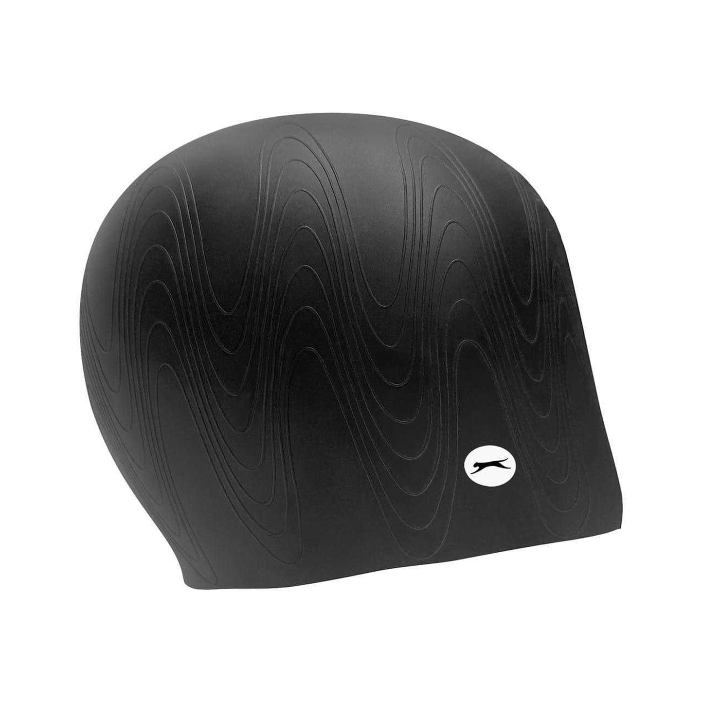 Black - Side - Slazenger Unisex Adult Textured Wave Silicone Swim Cap