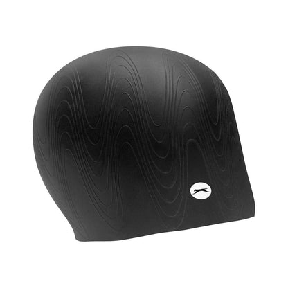 Black - Side - Slazenger Unisex Adult Textured Wave Silicone Swim Cap