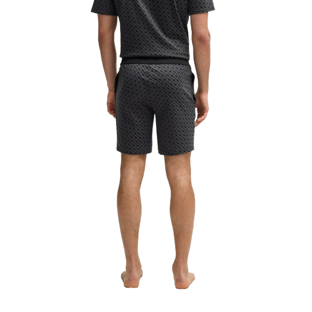 Black - Back - Boss Mens Geometric Relaxed Fit Casual Sweat Shorts