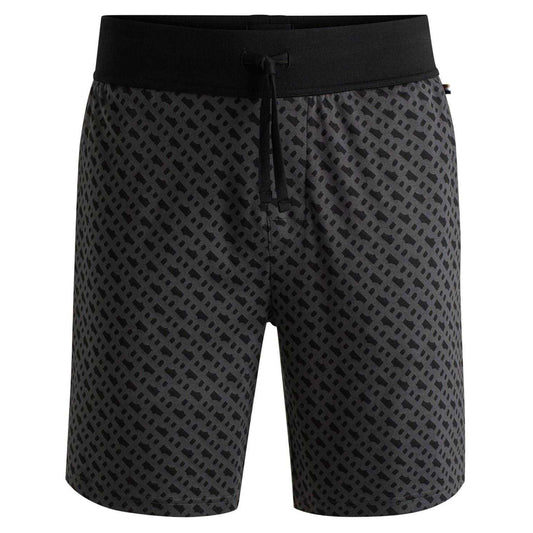 Black - Front - Boss Mens Geometric Relaxed Fit Casual Sweat Shorts