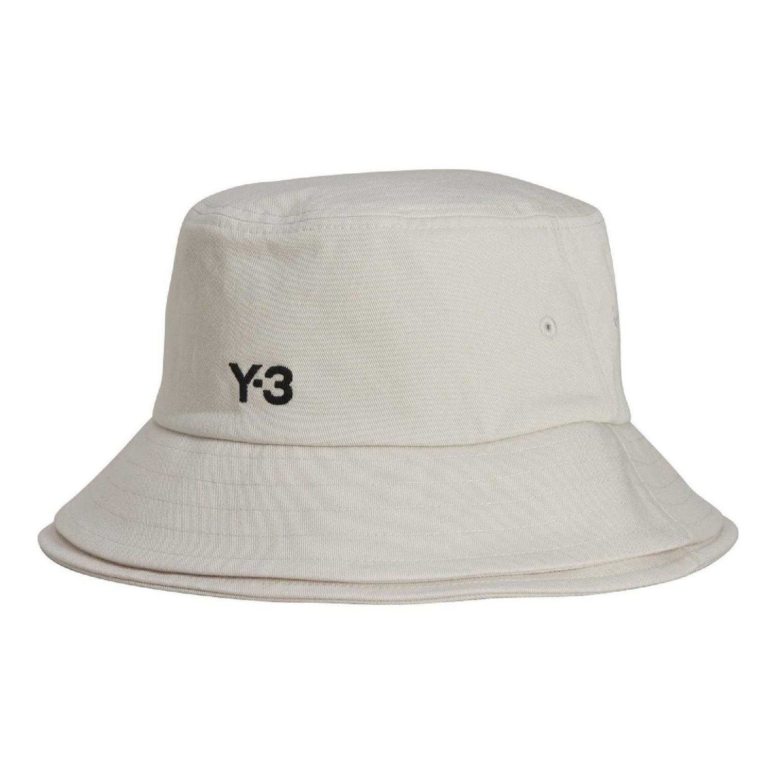 White - Front - Y-3 Mens 3 Stripes Cotton Twill Sport Bucket Hat