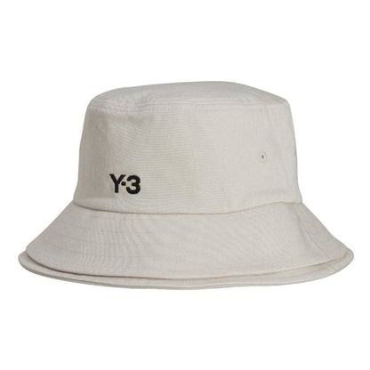 White - Front - Y-3 Mens 3 Stripes Cotton Twill Sport Bucket Hat