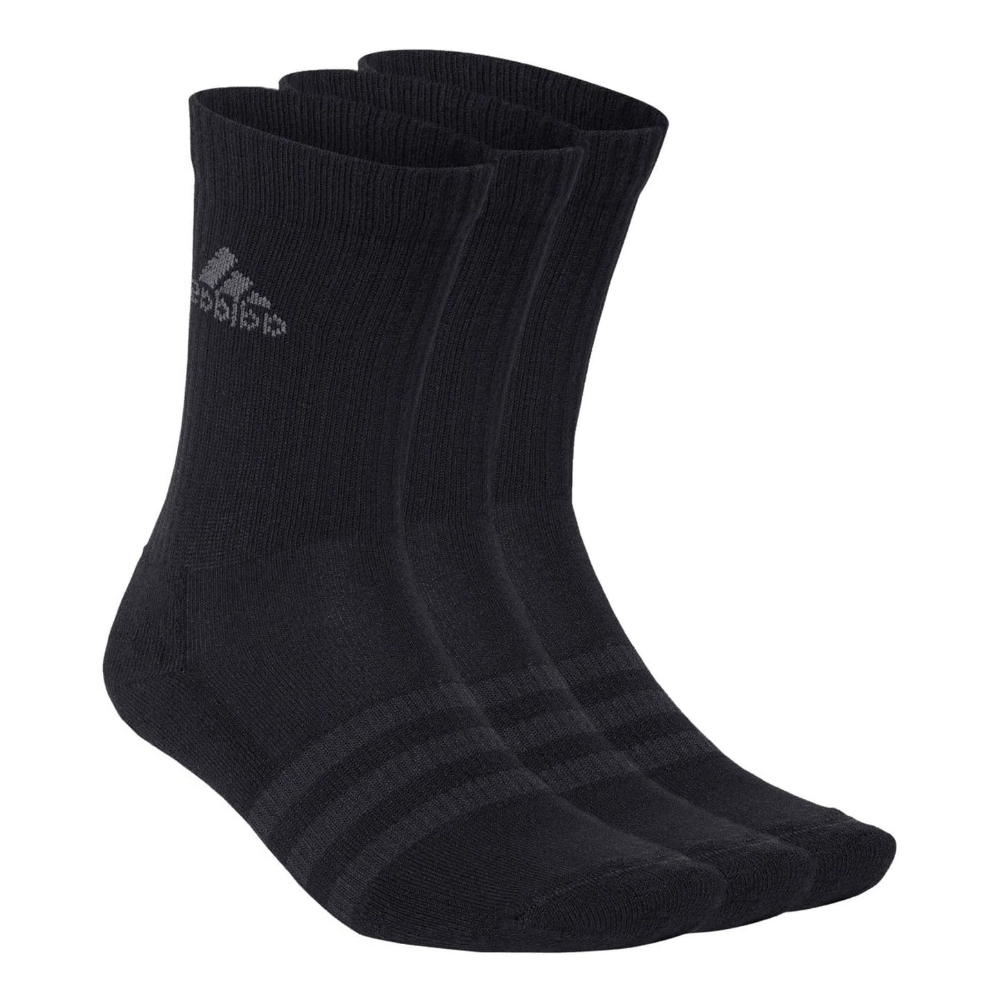 Black-Grey - Back - Adidas Unisex Adult Cushioned Crew Socks (Pack of 3)