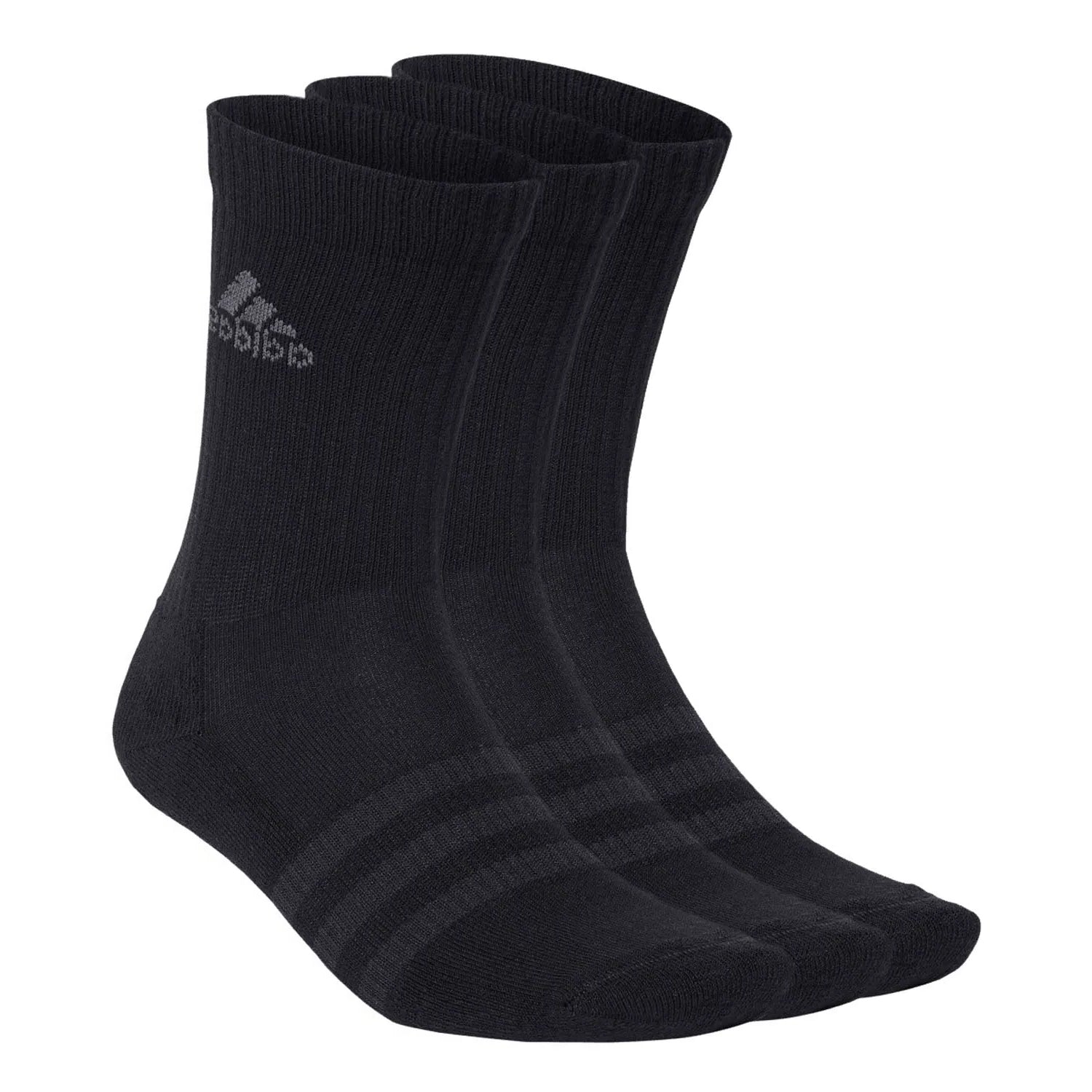 Black-Grey - Back - Adidas Unisex Adult Cushioned Crew Socks (Pack of 3)