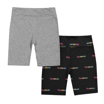 Black - Back - Reebok Girls Slim Shorts (Pack of 2)