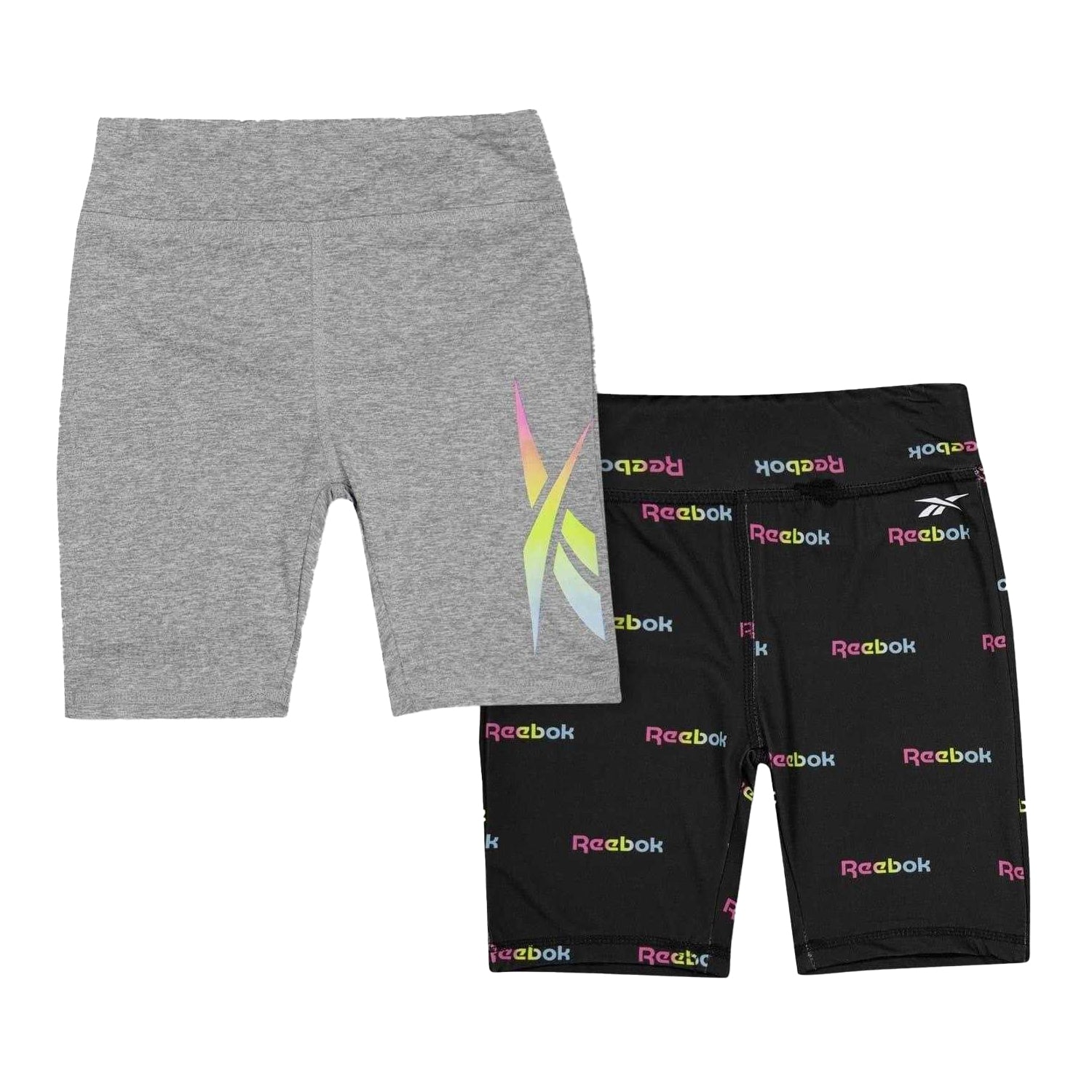 Black - Front - Reebok Girls Slim Shorts (Pack of 2)