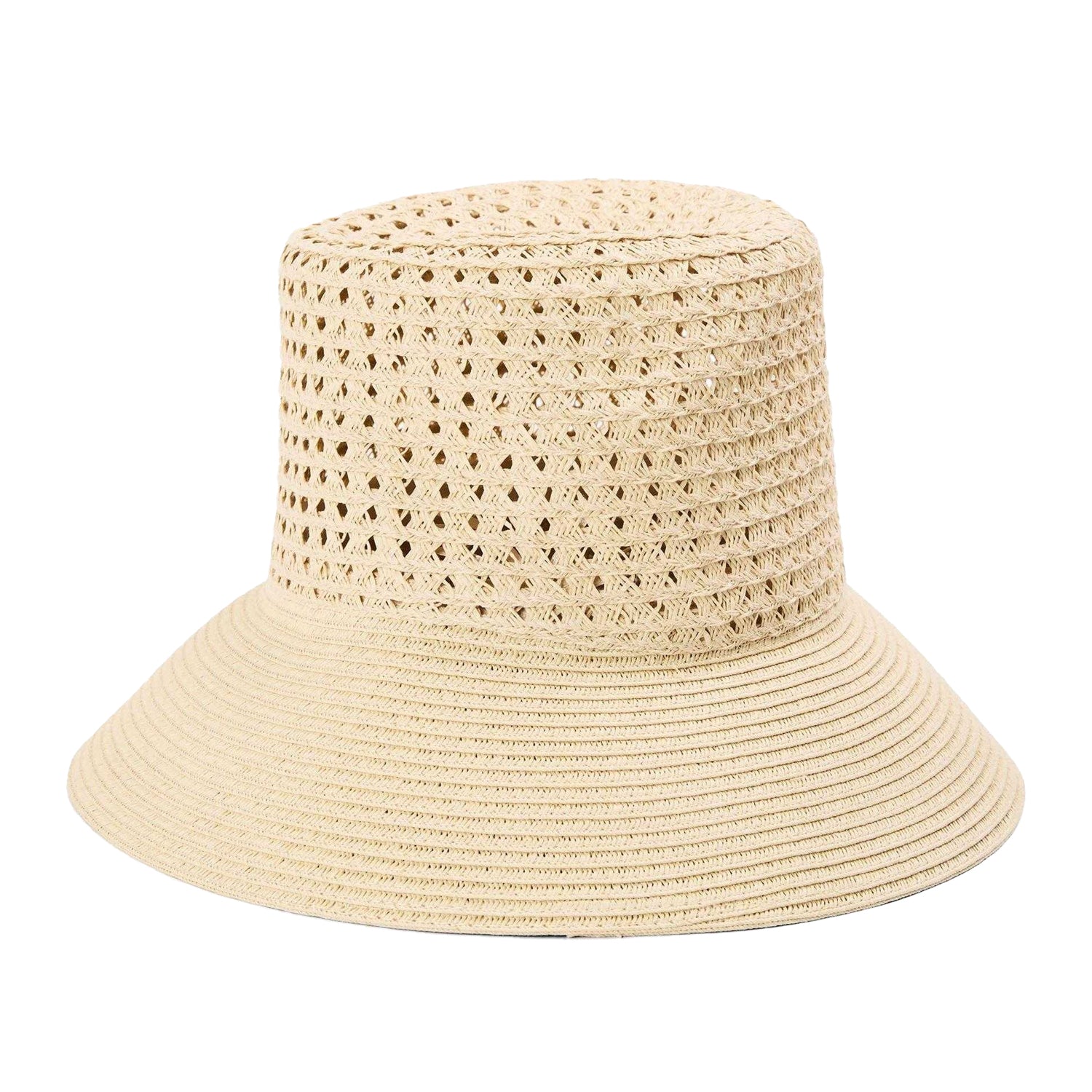 Natural - Back - Ralph Lauren Womens-Ladies Perforated Woven Summer Bucket Hat