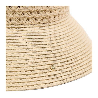 Natural - Side - Ralph Lauren Womens-Ladies Perforated Woven Summer Bucket Hat
