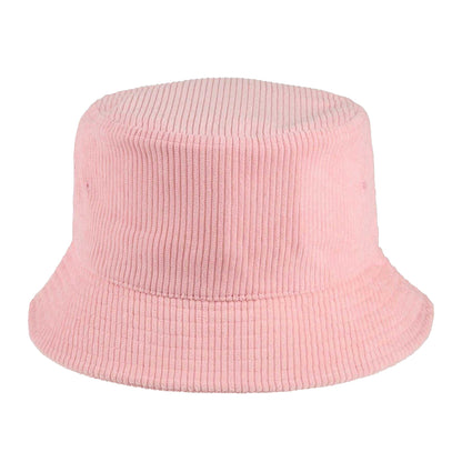 Pink - Back - Spiral Womens-Ladies Wordmark Ribbed Cord Bucket Hat
