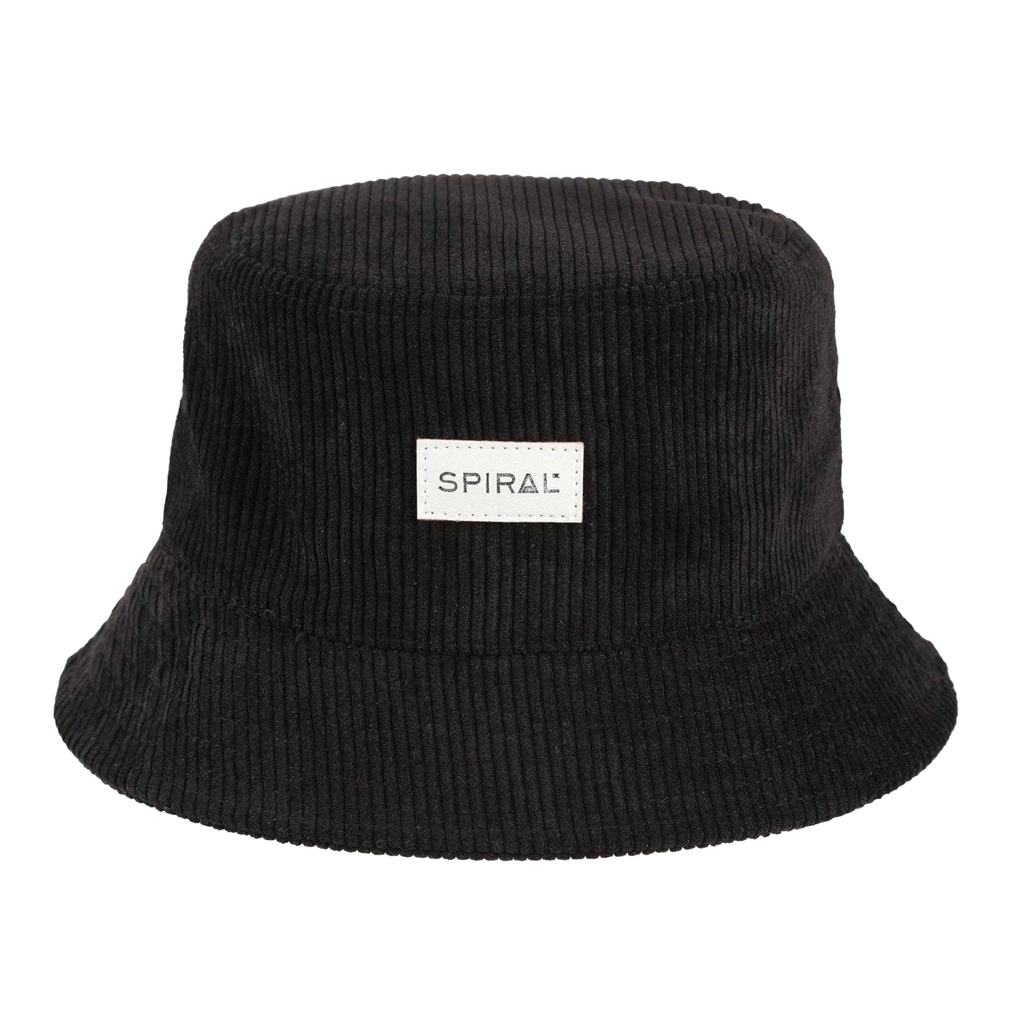 Black - Front - Spiral Womens-Ladies Wordmark Ribbed Cord Bucket Hat