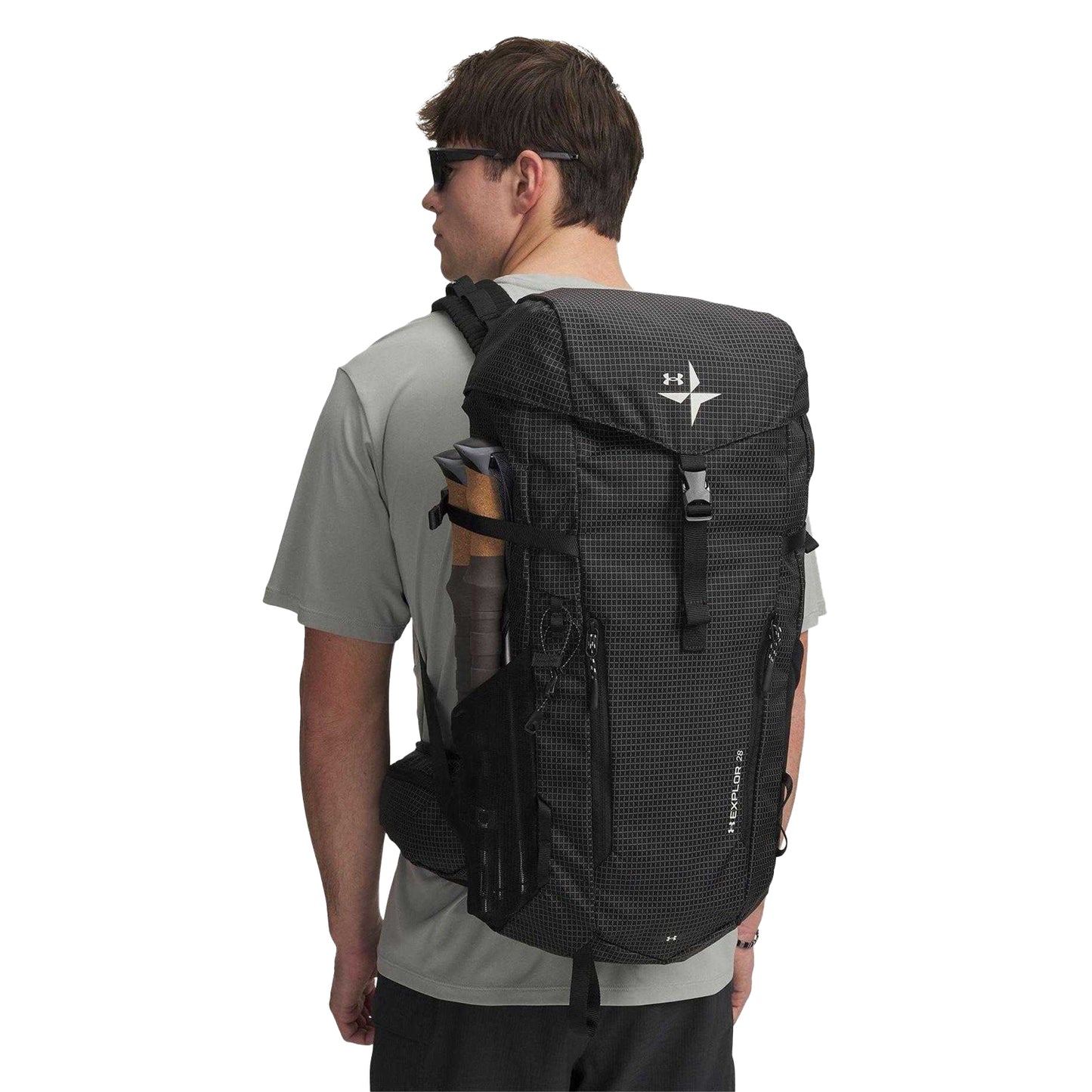 Black-White - Side - Under Armour Explor Grid Hiking Backpack