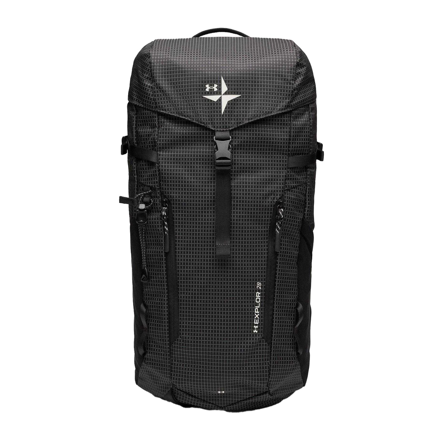 Black-White - Front - Under Armour Explor Grid Hiking Backpack