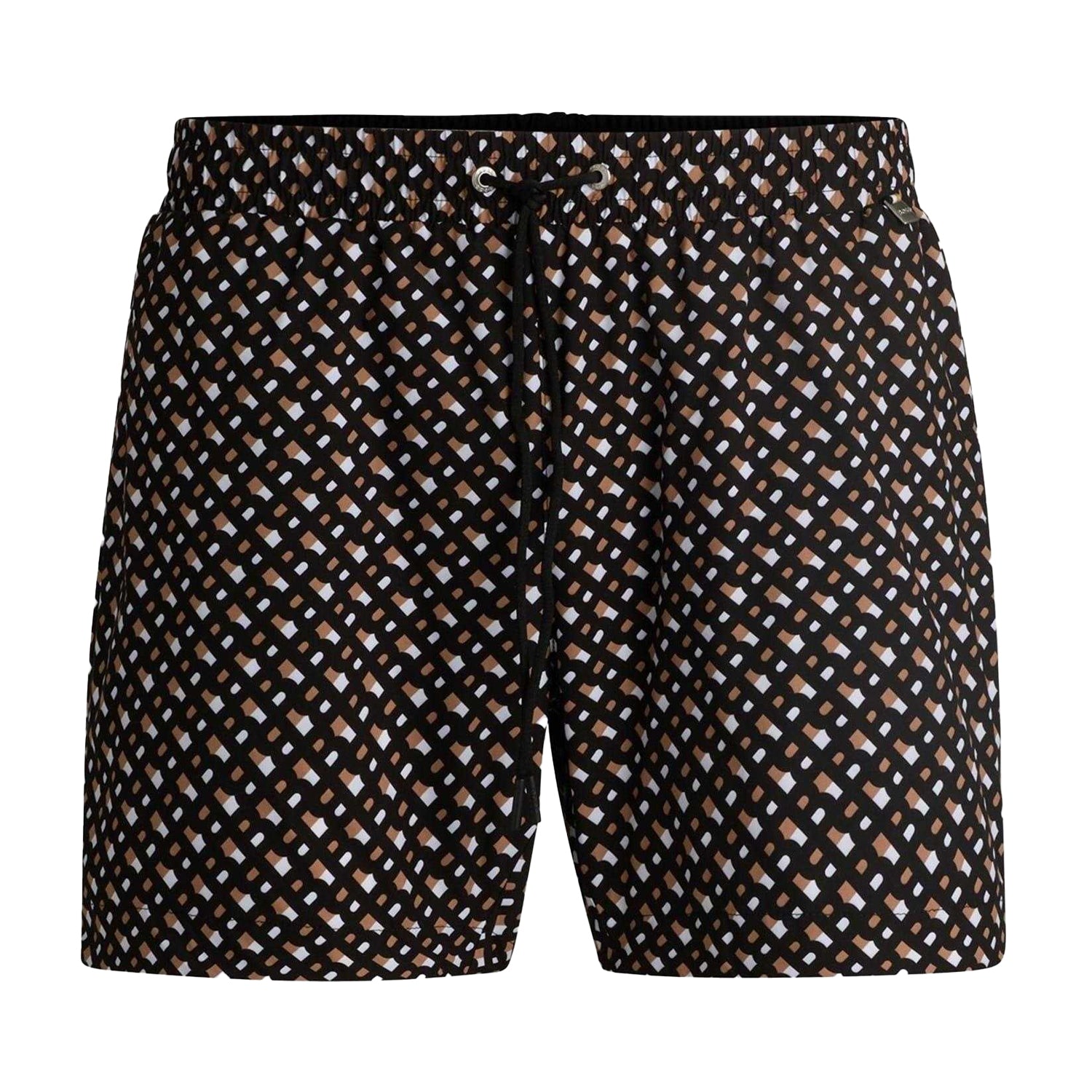 Black - Front - Boss Mens Geometric Quick Dry Swim Shorts