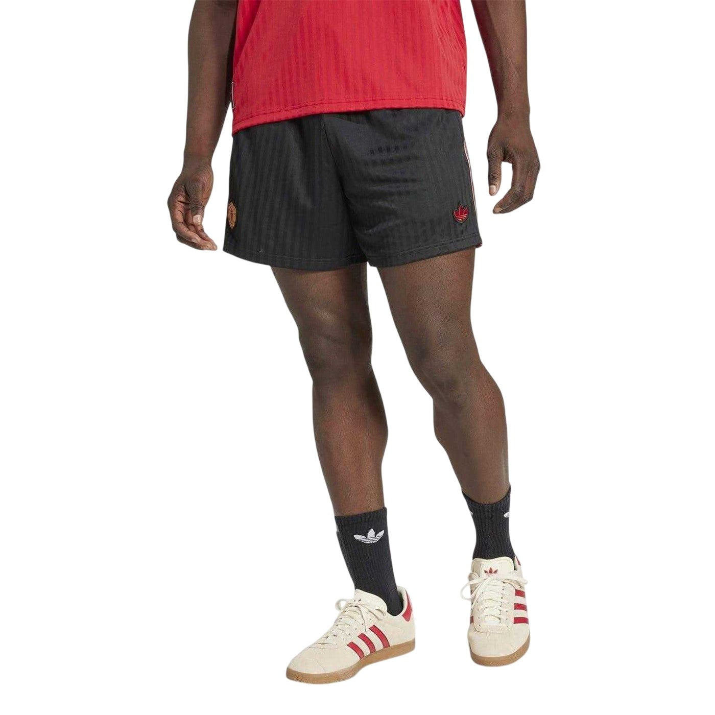 Black - Lifestyle - Adidas Unisex Adult Terrace Icons Polyester Manchester United FC Shorts