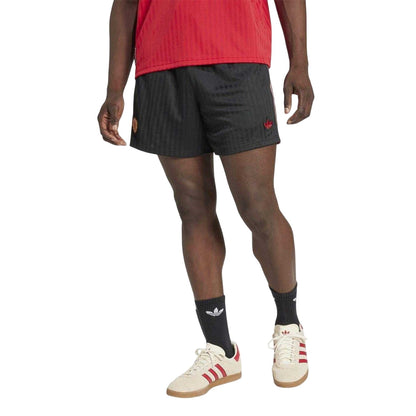 Black - Lifestyle - Adidas Unisex Adult Terrace Icons Polyester Manchester United FC Shorts