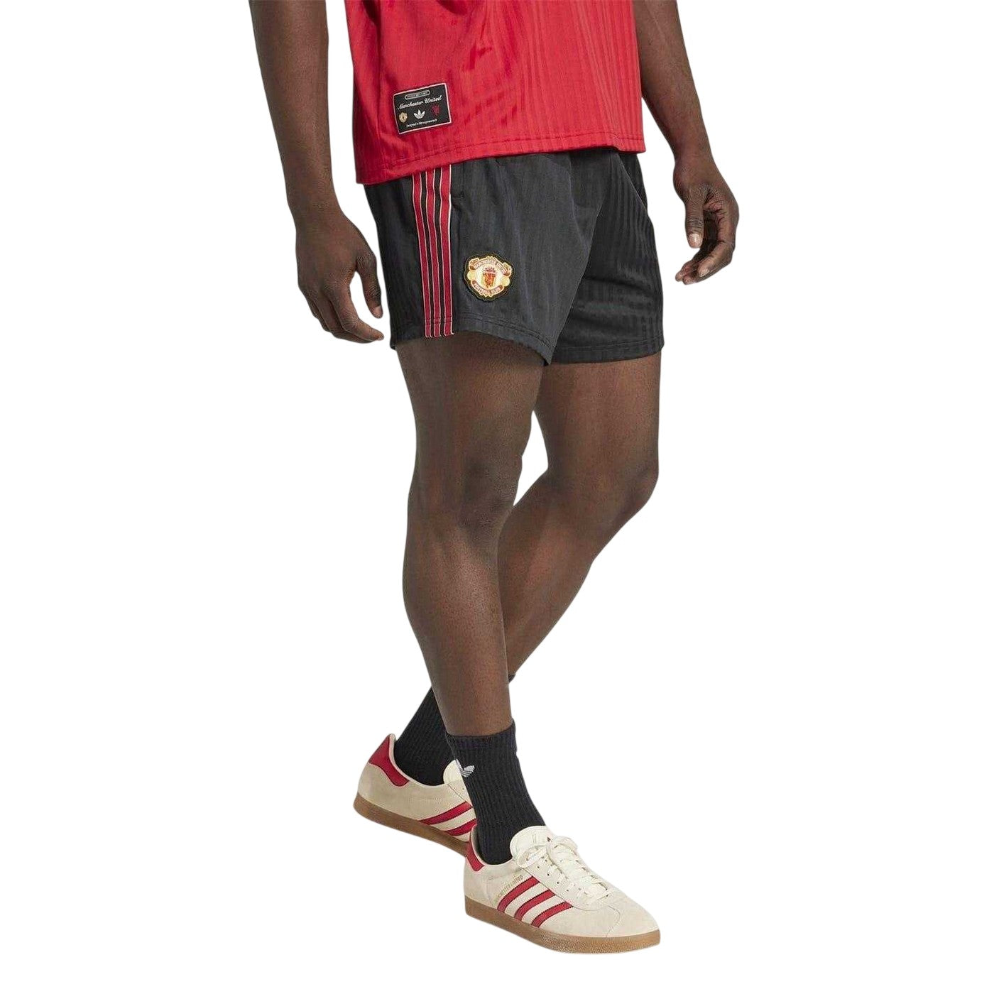 Black - Pack Shot - Adidas Unisex Adult Terrace Icons Polyester Manchester United FC Shorts