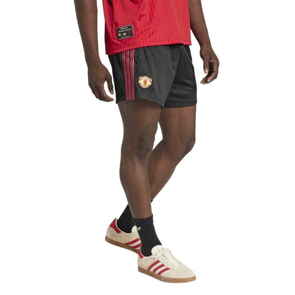 Black - Pack Shot - Adidas Unisex Adult Terrace Icons Polyester Manchester United FC Shorts
