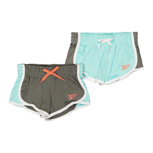 Aruba Blue - Front - Reebok Girls Shorts (Pack of 2)