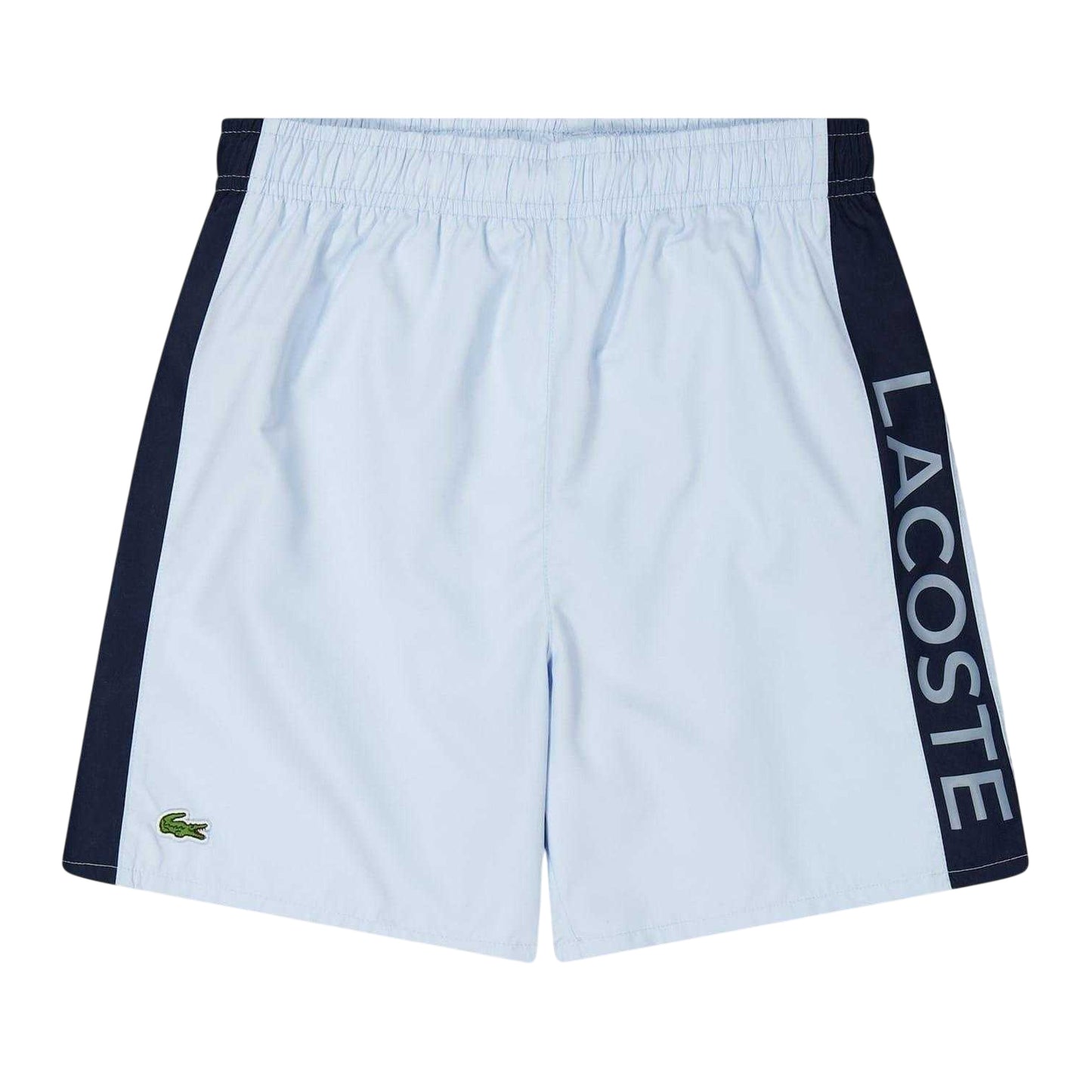 Light Blue - Front - Lacoste Mens Lettering Swimming Swim Shorts