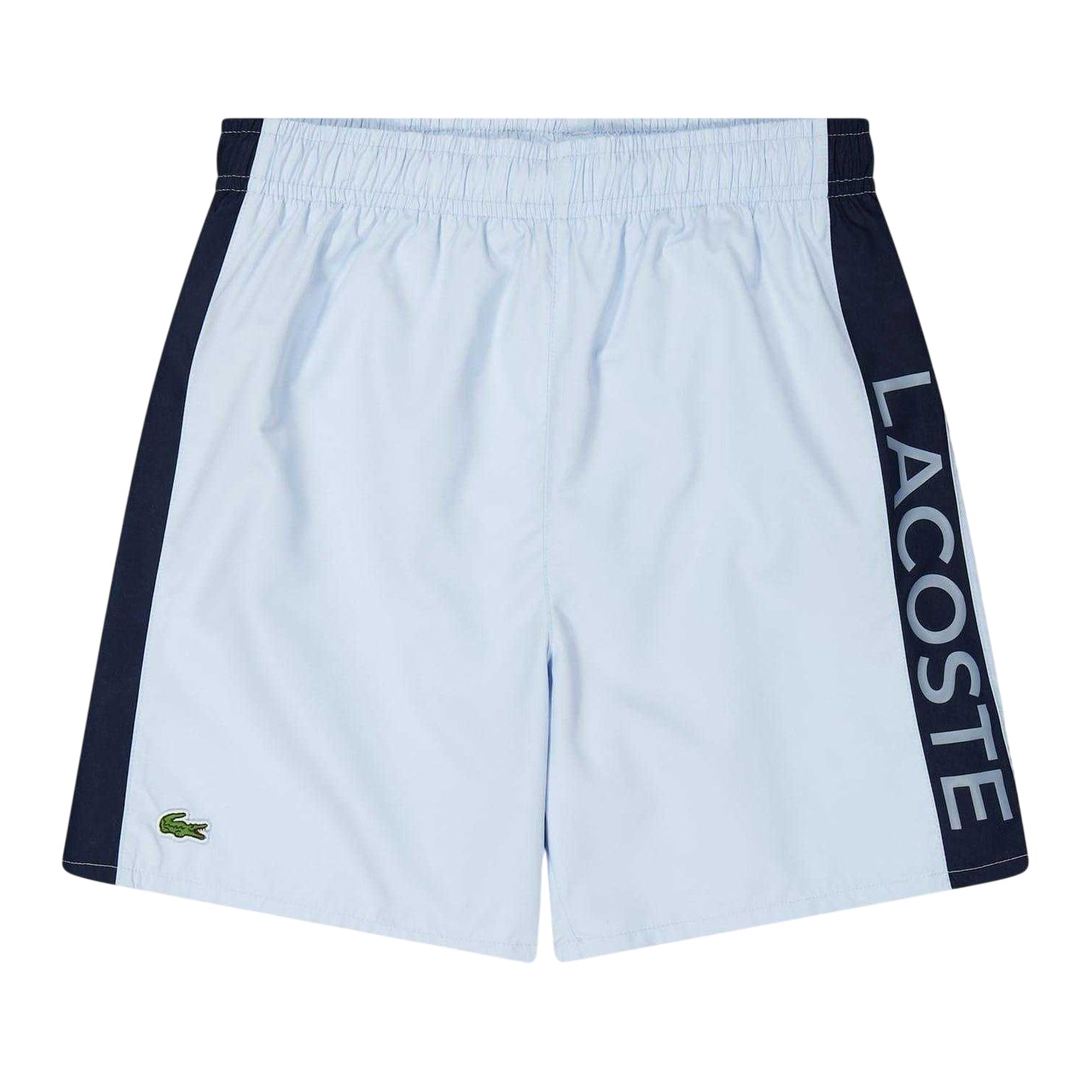Light Blue - Front - Lacoste Mens Lettering Swimming Swim Shorts