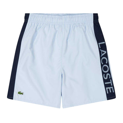 Light Blue - Front - Lacoste Mens Lettering Swimming Swim Shorts