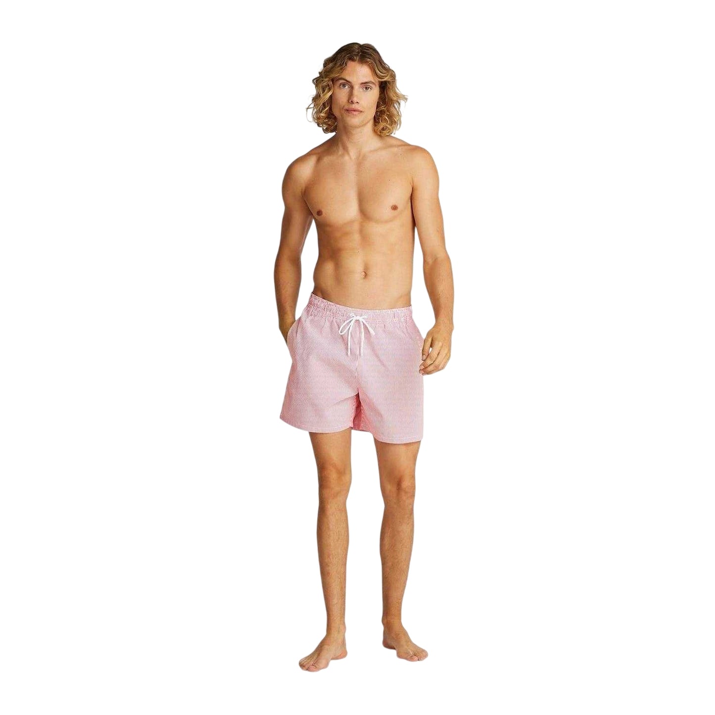 White-Red - Side - Tommy Hilfiger Mens Swim Shorts