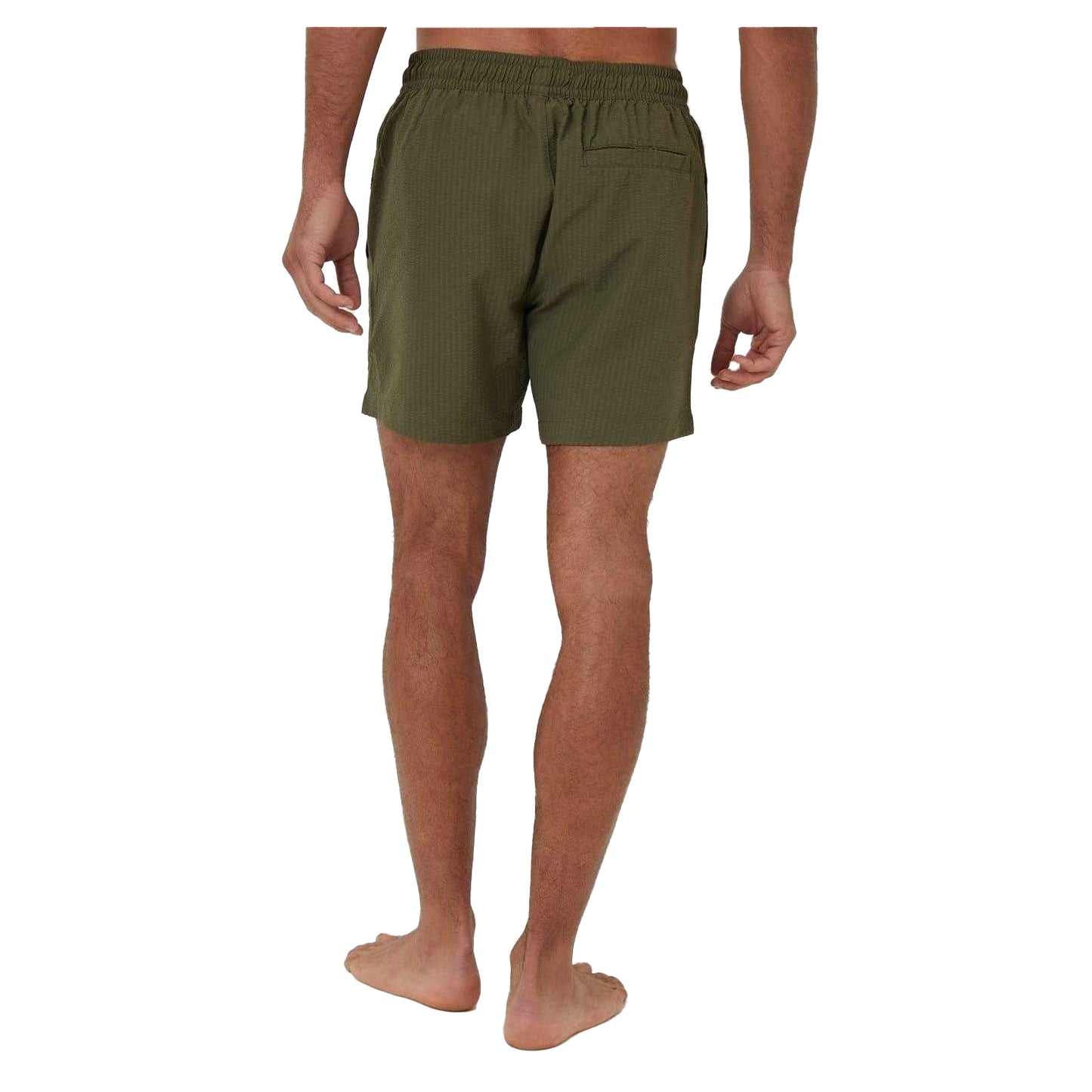 Khaki Green - Back - Threadbare Mens Textured Relaxed Fit Swim Shorts