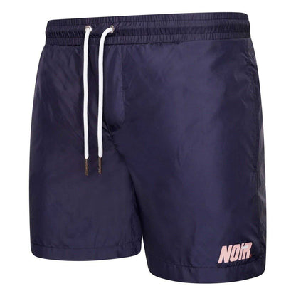 Blue - Front - Societe Noir Mens Lettering Relaxed Fit Swim Shorts