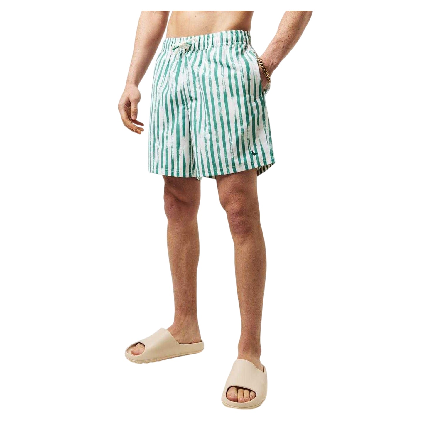 Jade Green - Lifestyle - Jack Wills Mens Vertical Stripe Regular Swim Shorts