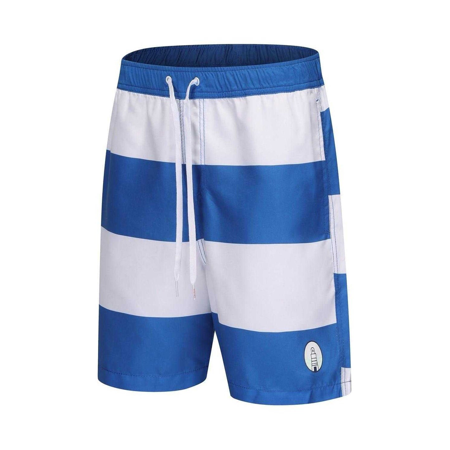 Blue-White - Side - SoulCal Mens Striped Regular Swim Shorts
