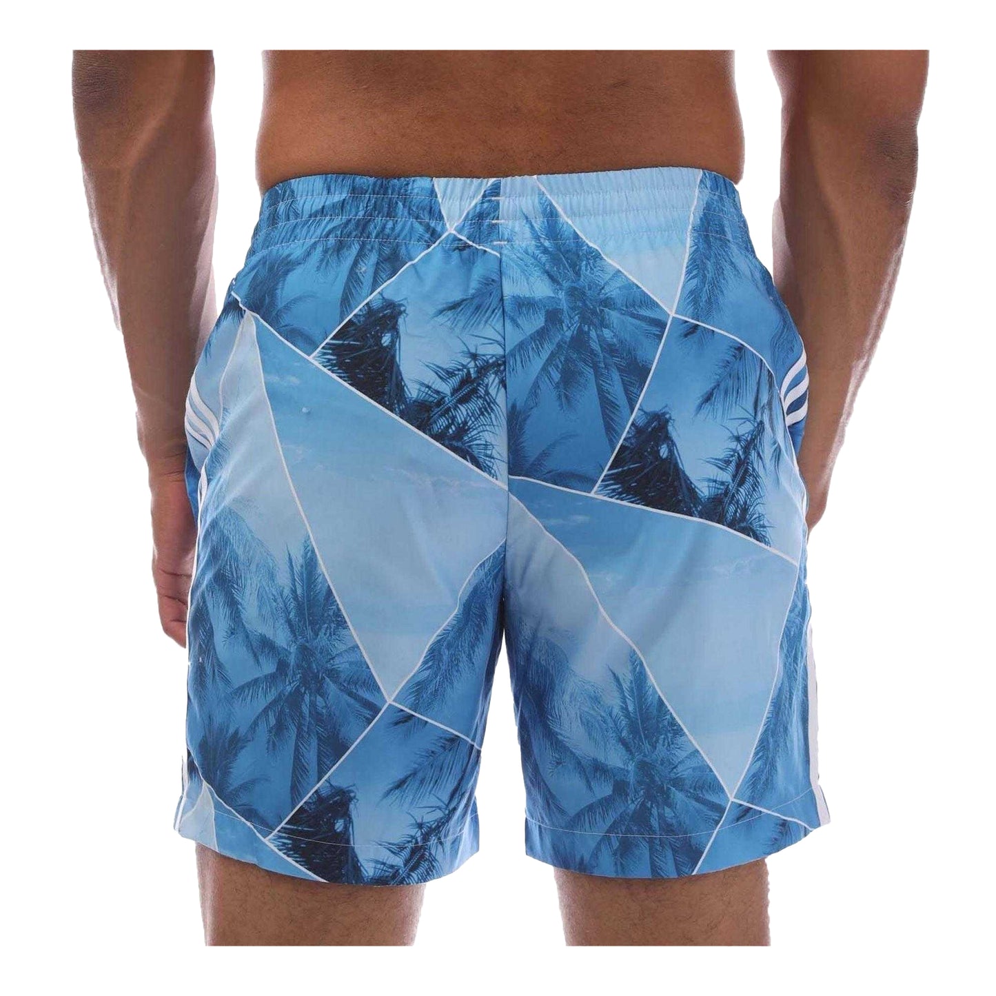 Navy - Back - Adidas Mens Originals Palm Print Regular Swim Shorts