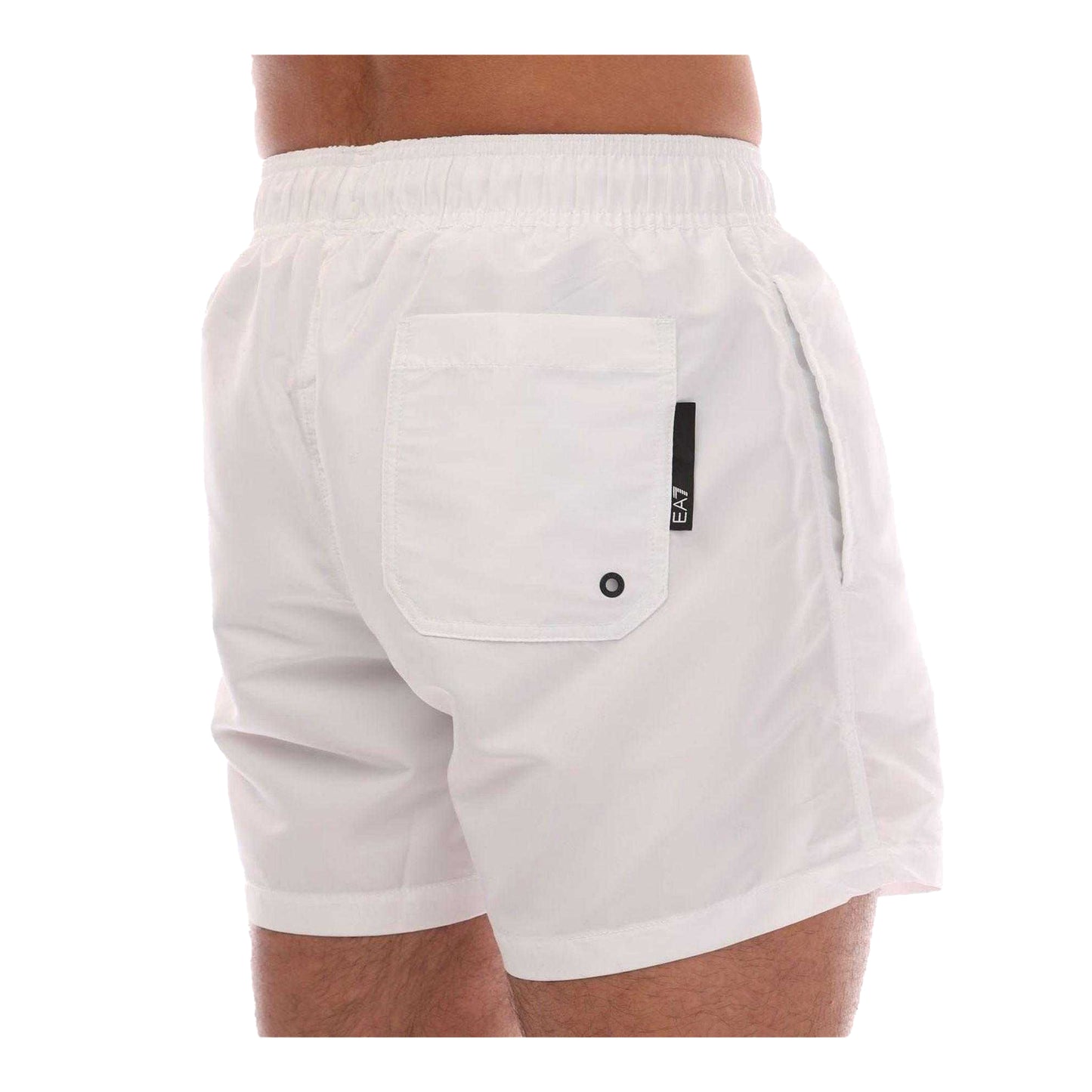 White - Side - Emporio Armani EA7 Mens Polyester Swim Shorts