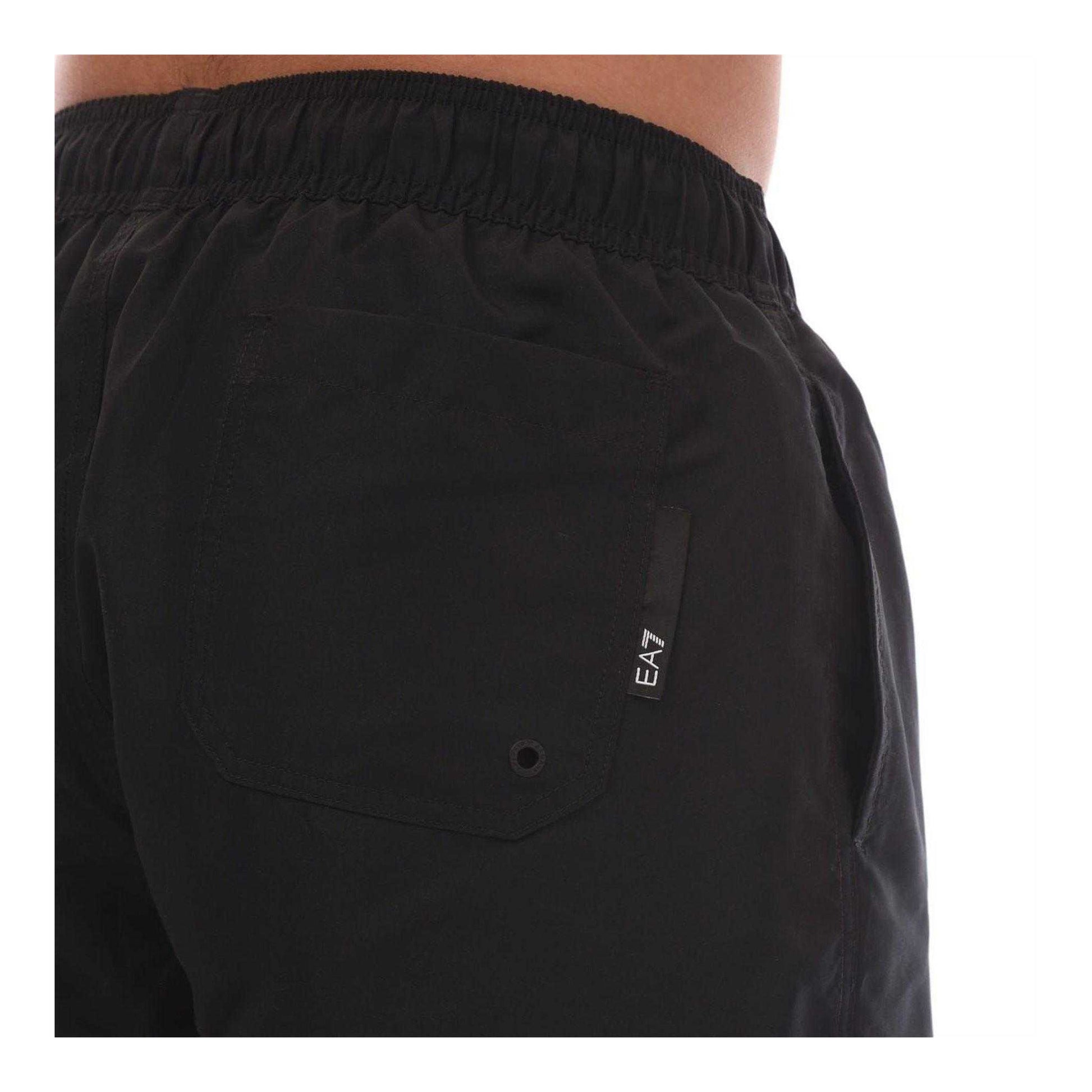 Black - Side - Emporio Armani EA7 Mens Polyester Swim Shorts